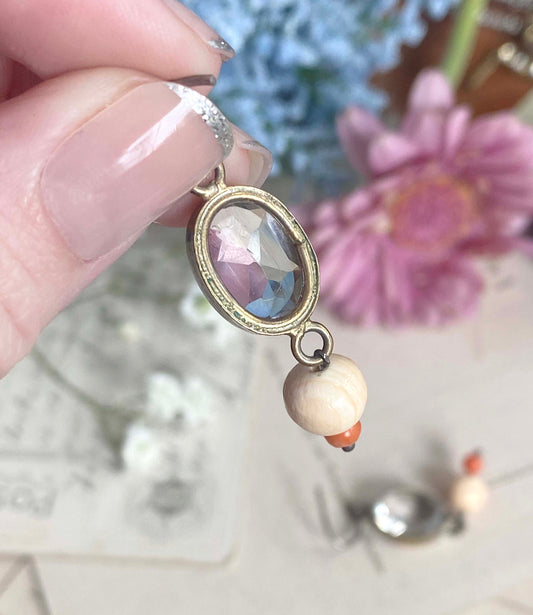 Antique paste earrings with Coral Beads