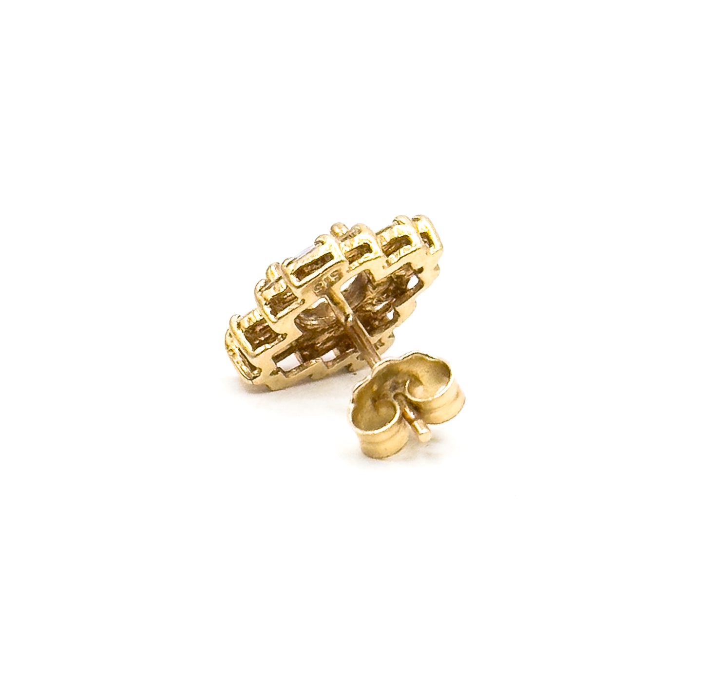 Vintage Tanzanite & Diamond Stud Earrings in 14K Gold