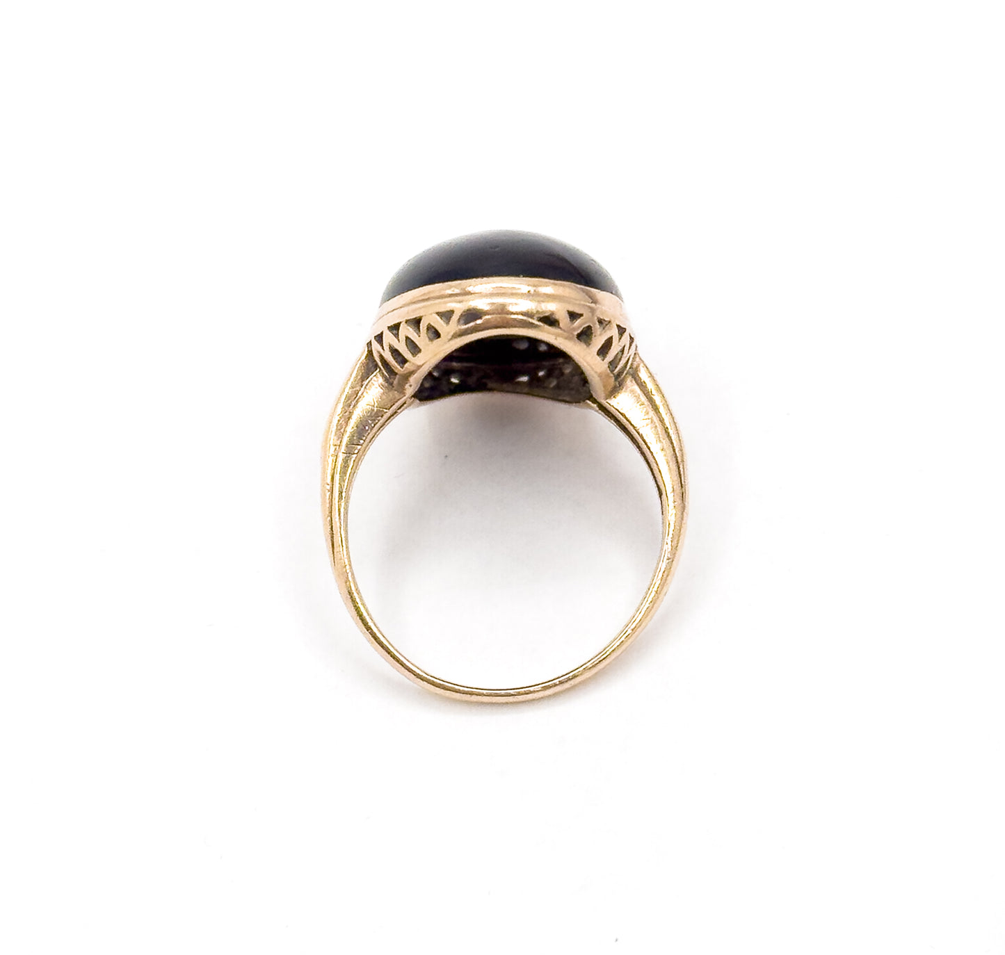 Art Deco Onyx & Diamond Ring in 10K Gold