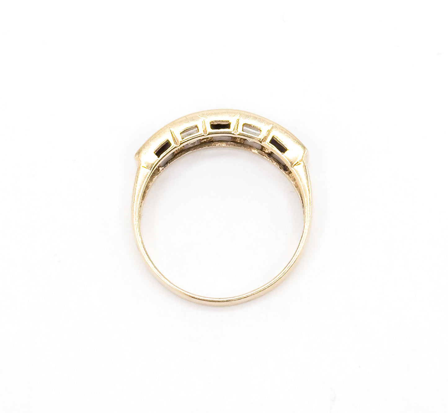 Vintage Channel Set Black & White Ring in 10K Gold