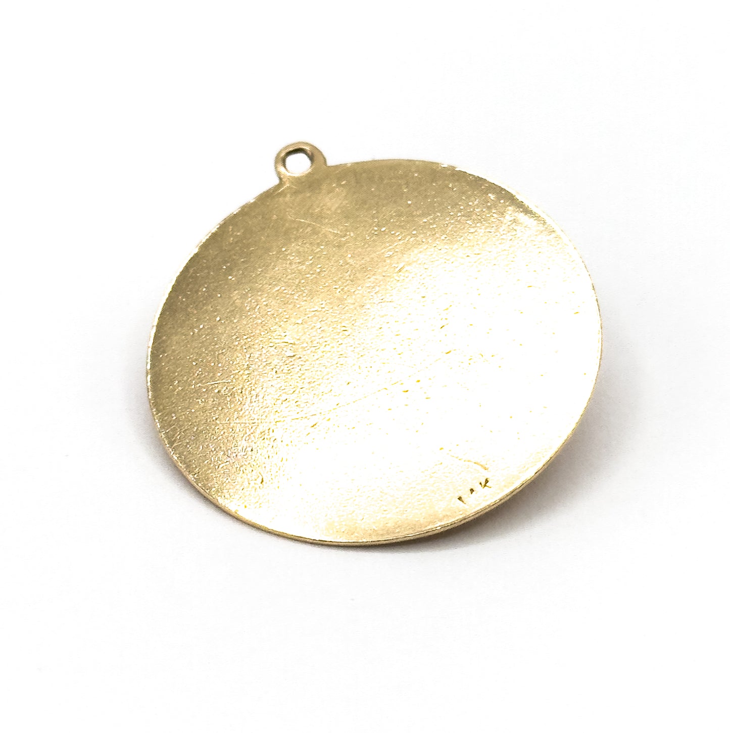 Mid-Century Lucky Horse Shoe with Bow Pendant in 14K Gold