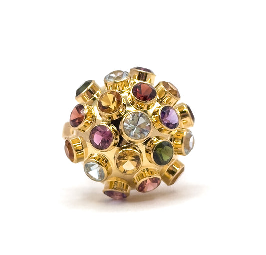 Mid-Century Rainbow Gemstone Sputnik Ring in 18K Gold
