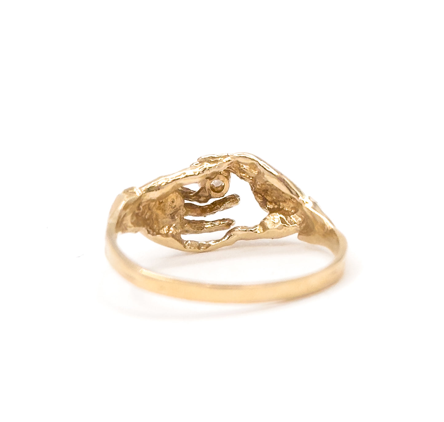 Vintage Clasped hands Ring in 14K Gold