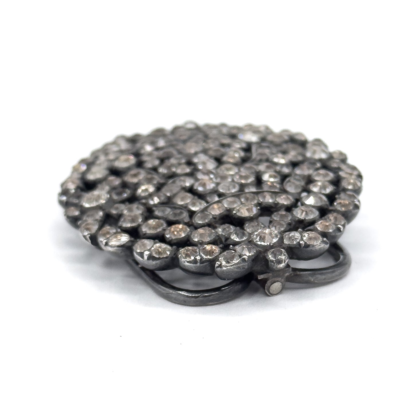 Georgian Black Dot Paste Buckle Brooch in Silver