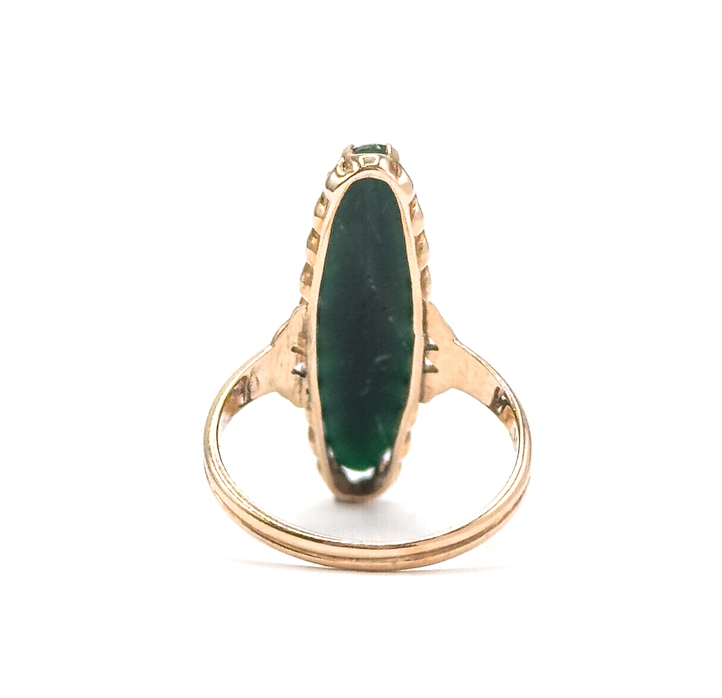 Antique Bloodstone Navette Ring in Gold