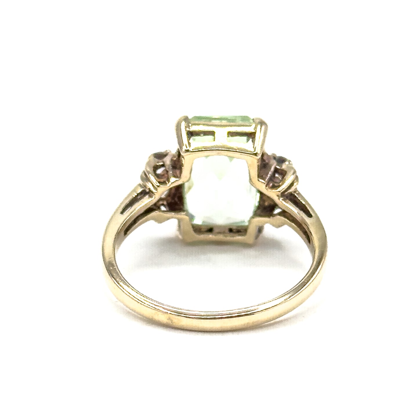 Mid-Century Synthetic Pastel Green Spinel RIng in Gold