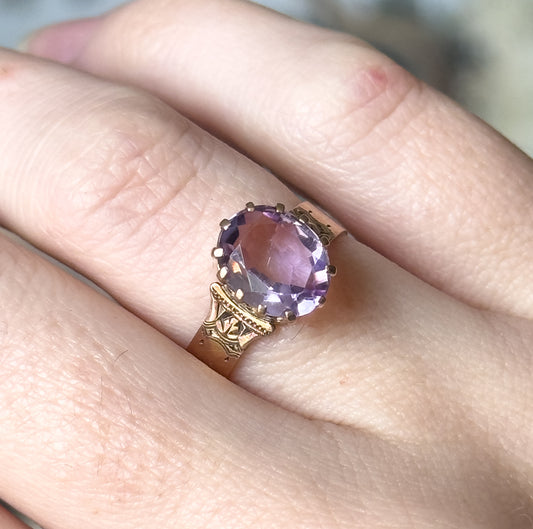 Victorian Amethyst Ring in 10K Rose Gold
