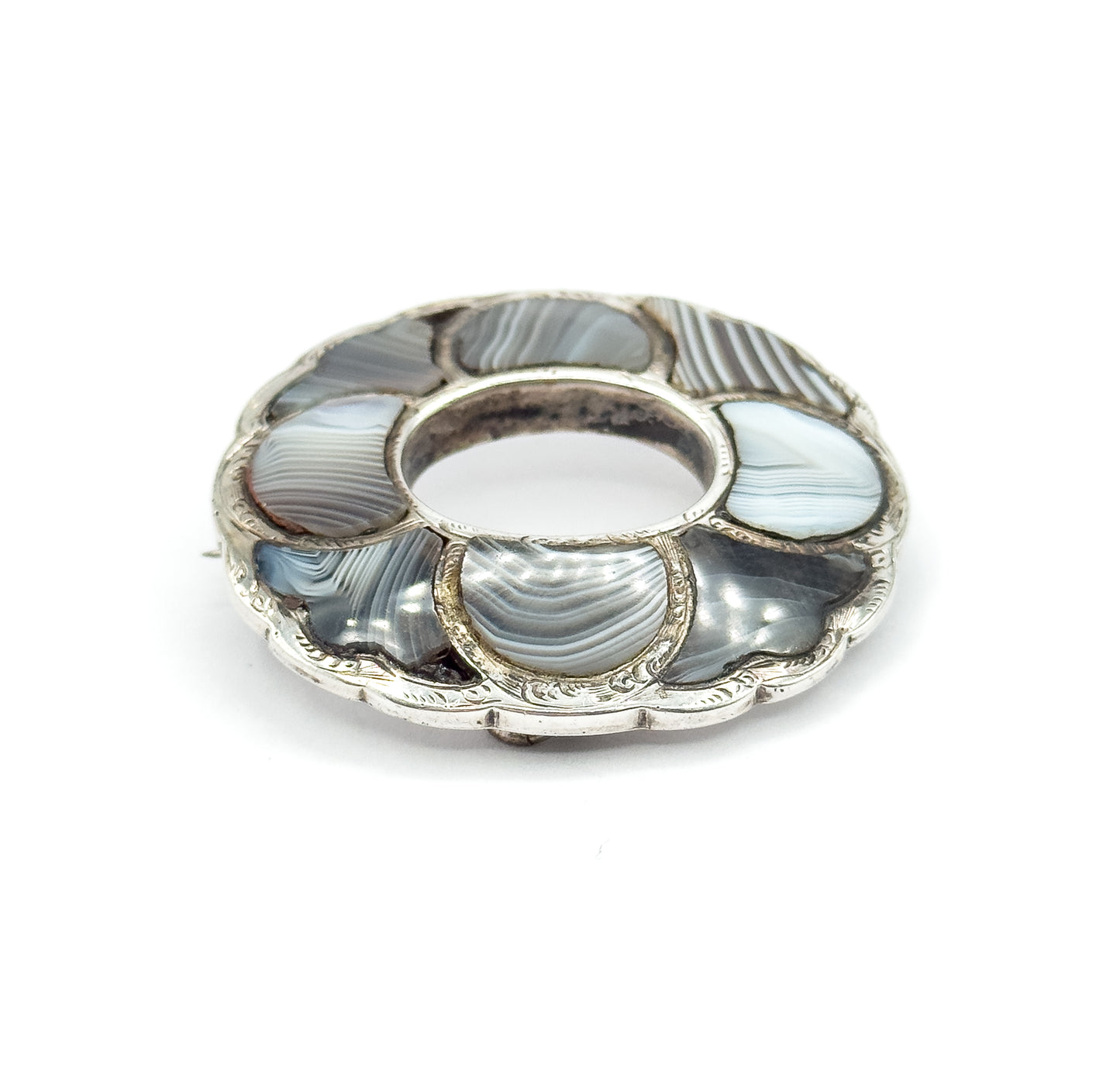 Victorian Scottish Agate Brooch in Silver