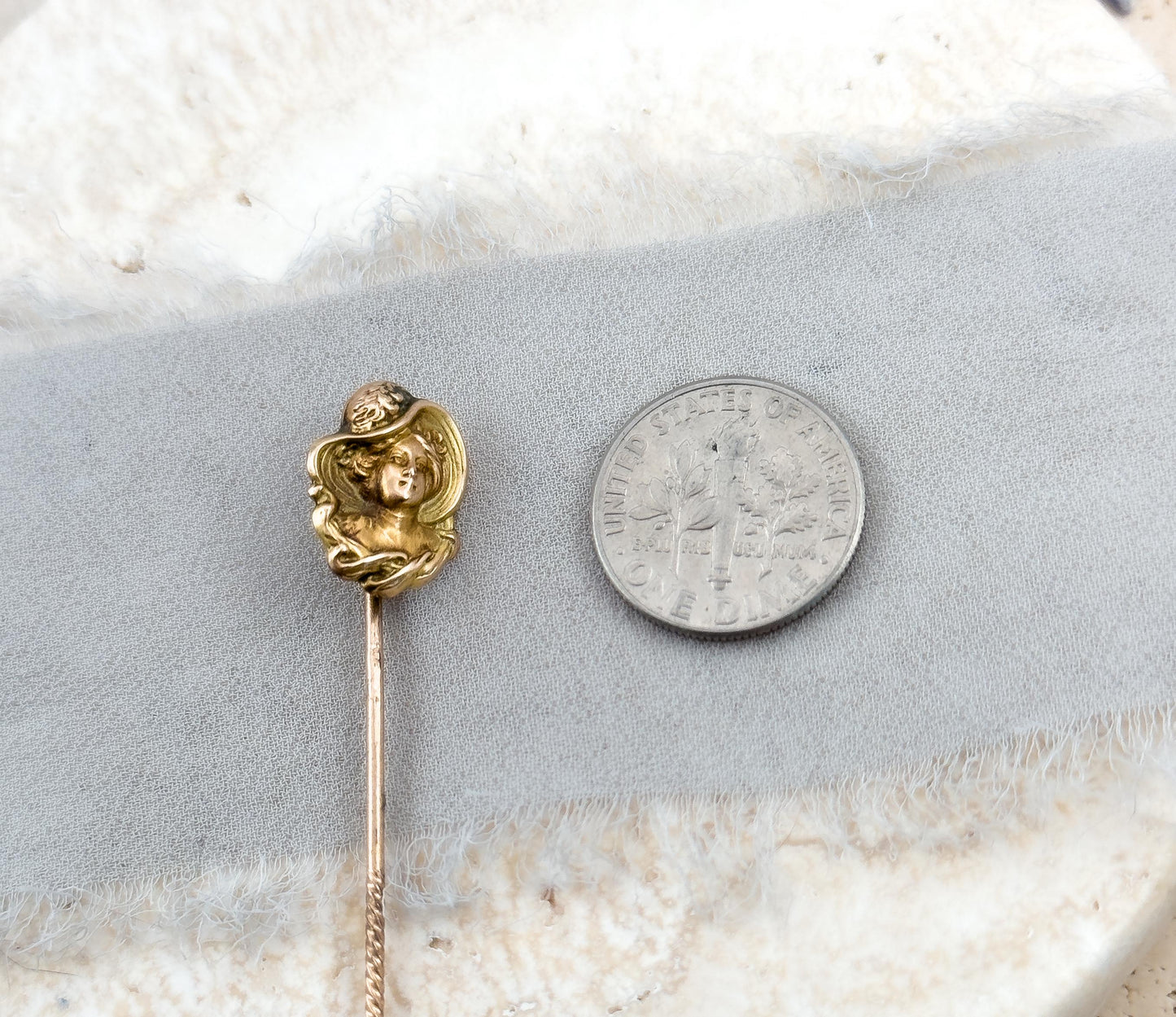 Art Nouveau Stick Pin Lady in Hat Edwardian Gibson Girl Pin