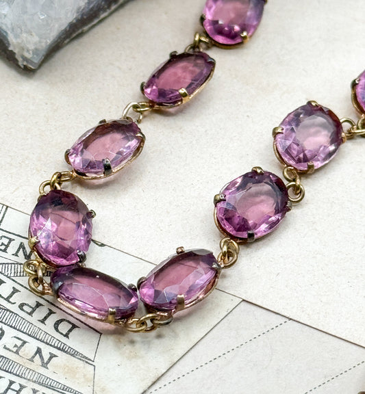 Victorian Amethyst Paste Riviere Necklace in Purple