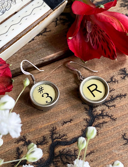 Vintage Artisan made Typewriter Key Earrings