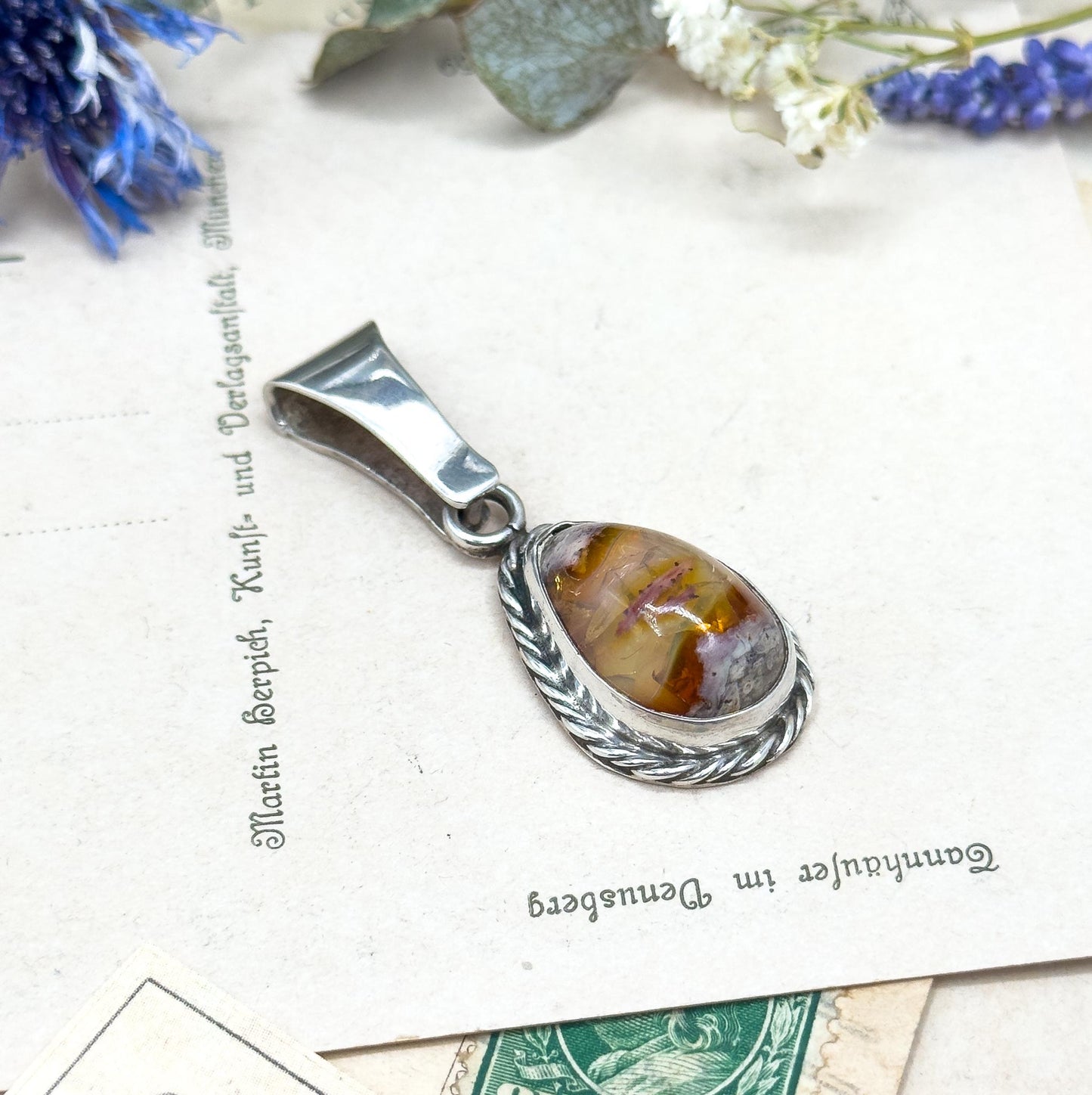 Sterling Silver Mexican Fire Opal in Matrix Pendant – JJ Hawkes