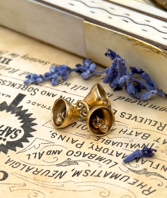 Vintage 14K Gold Bell Charm Three Bells Jingle Bells