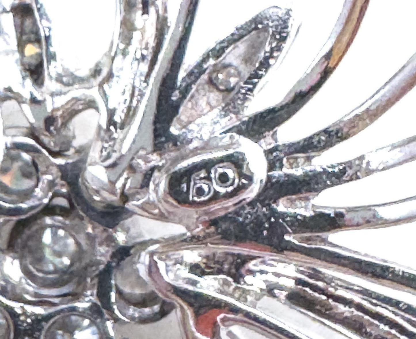 Vintage Diamond Brooch in 18K White Gold Mid Century Brooch Starburst