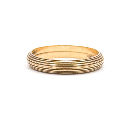 Mid-Century Milgrain Split Ring Set in 14K Yellow Gold