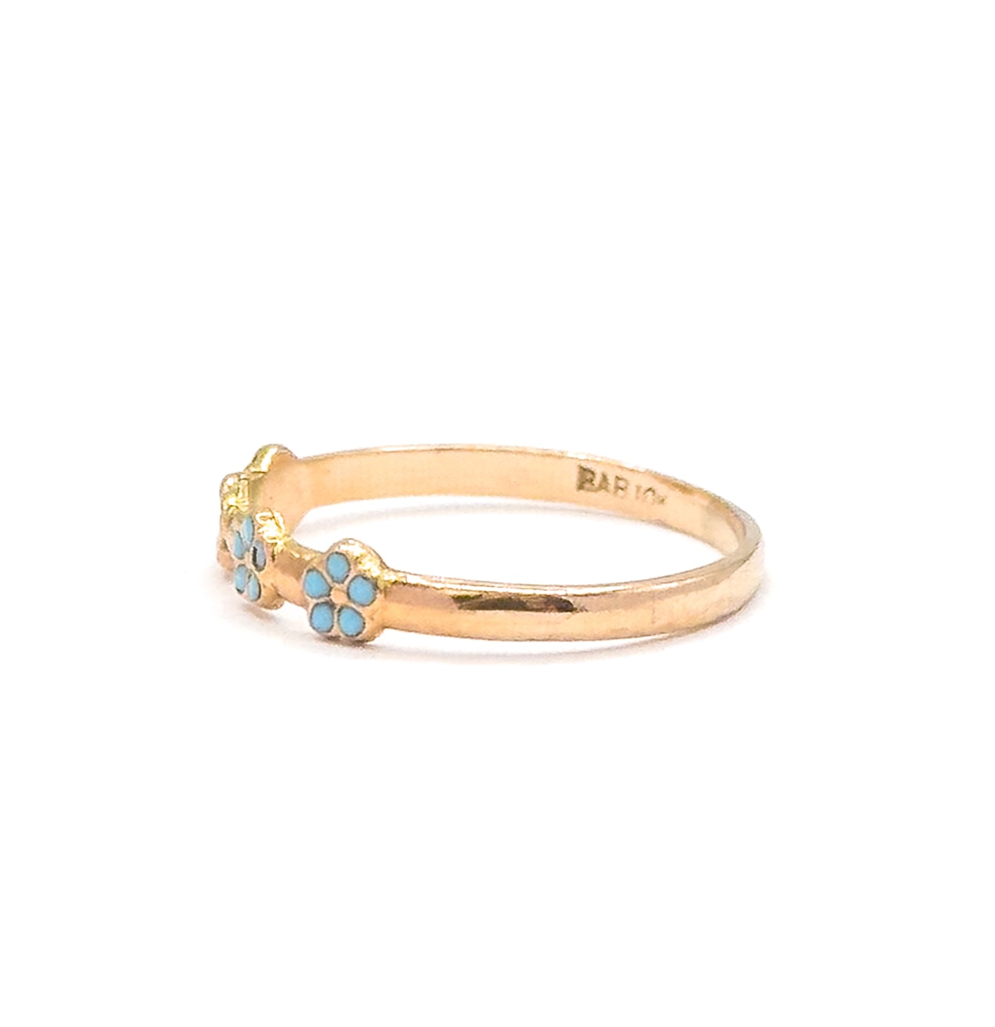 Forget-Me-Not Ring Enamel Flower Childs Ring in 10K