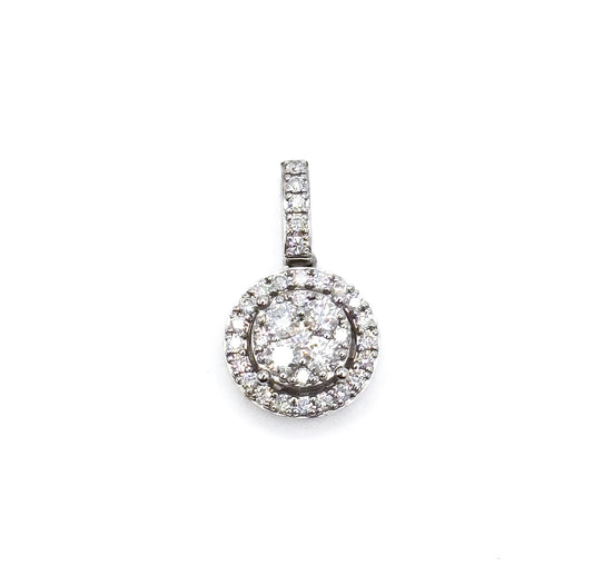 Estate Diamond Halo Pendant in 14K White Gold