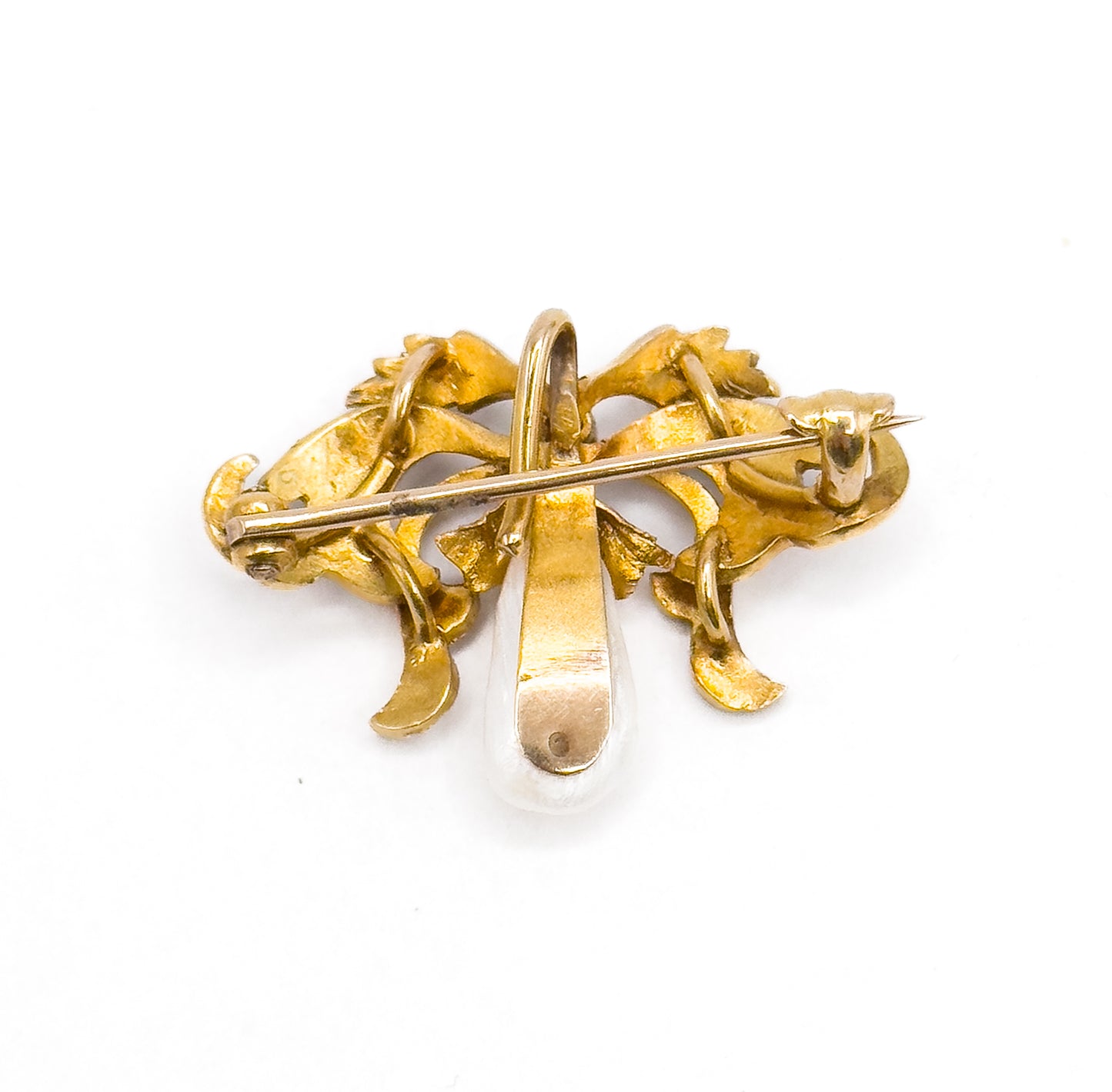Edwardian Garland Style Brooch with Seed pearls & Freshwater Pearl in 14K Gold