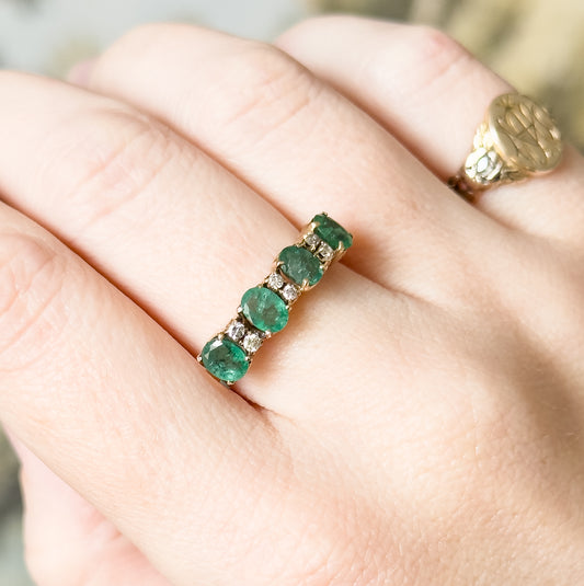 Vintage Emerald & Diamond Ring in 14K Gold