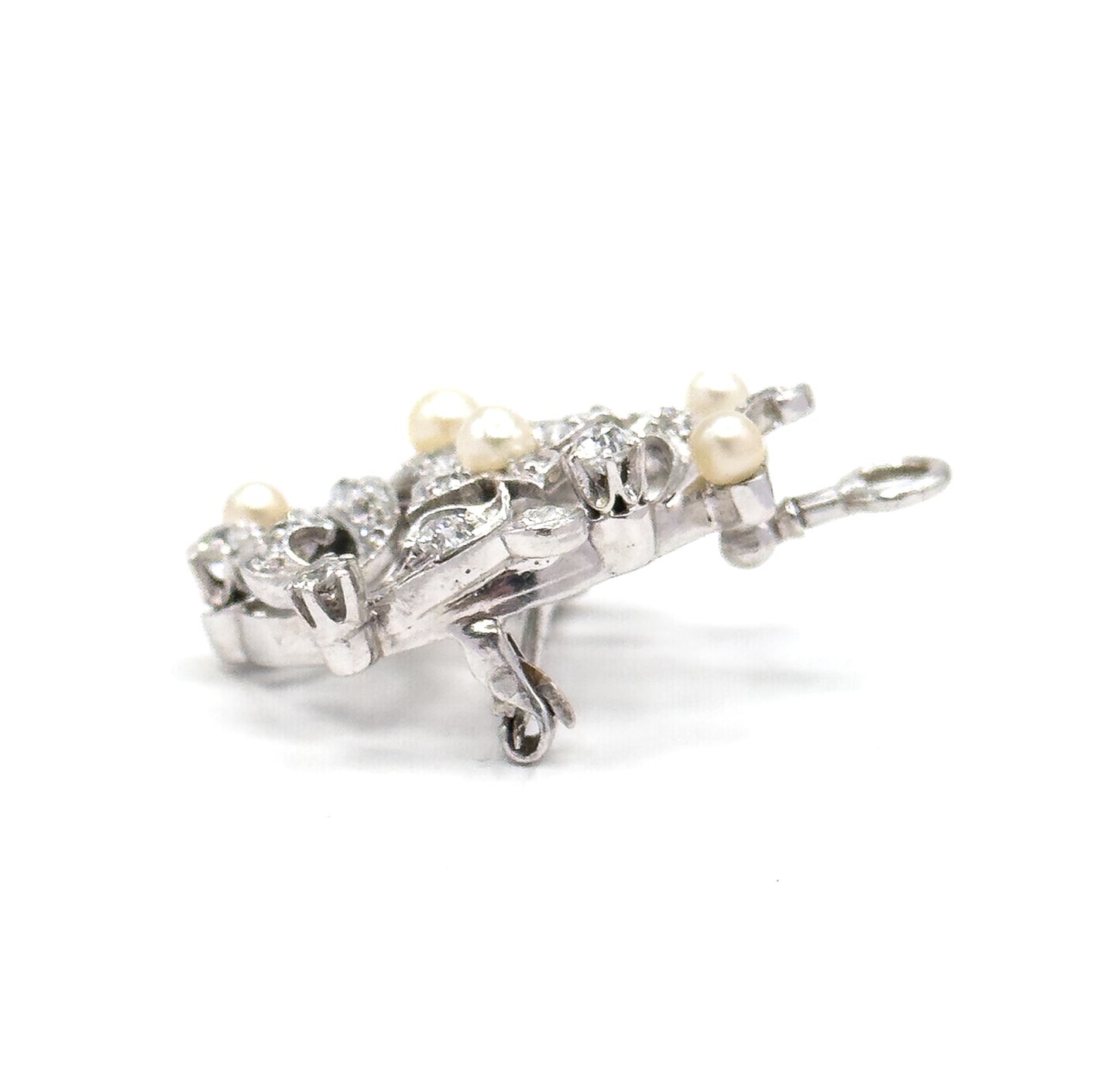Edwardian Diamond & Pearl Convertible Pendant Brooch in Platinum