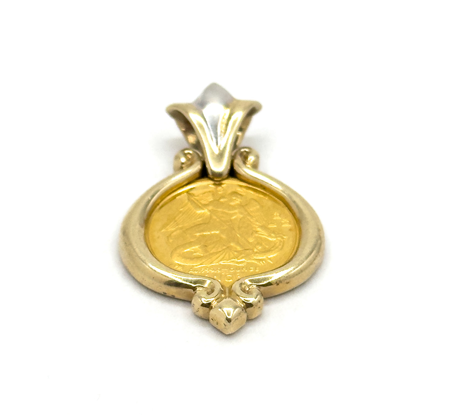 Isle of Man Angel Gold Coin Pendant, 1/20 oz .9999 Fine Gold in 14K Yellow Gold Bezel Pendant