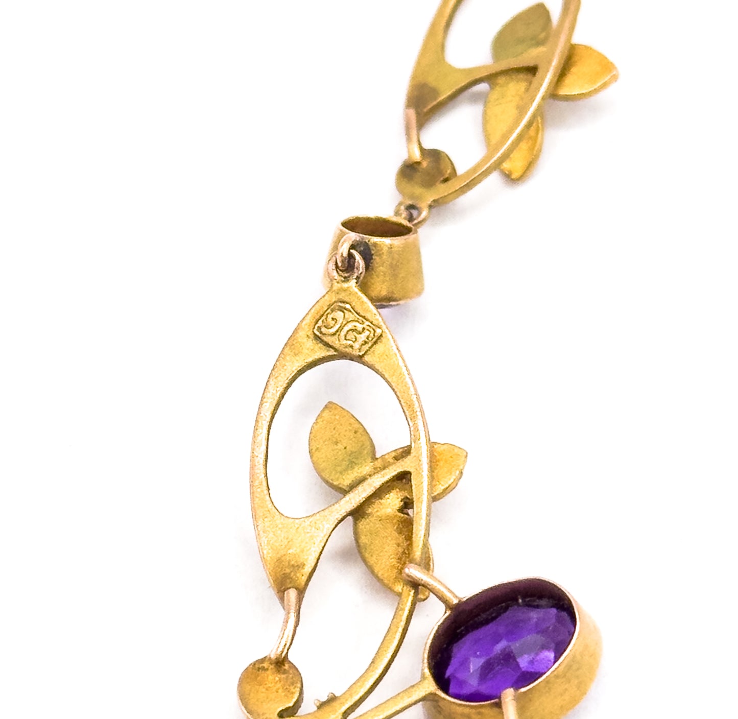 Edwardian Amethyst & Seed Pearl Necklace in 9Ct Gold