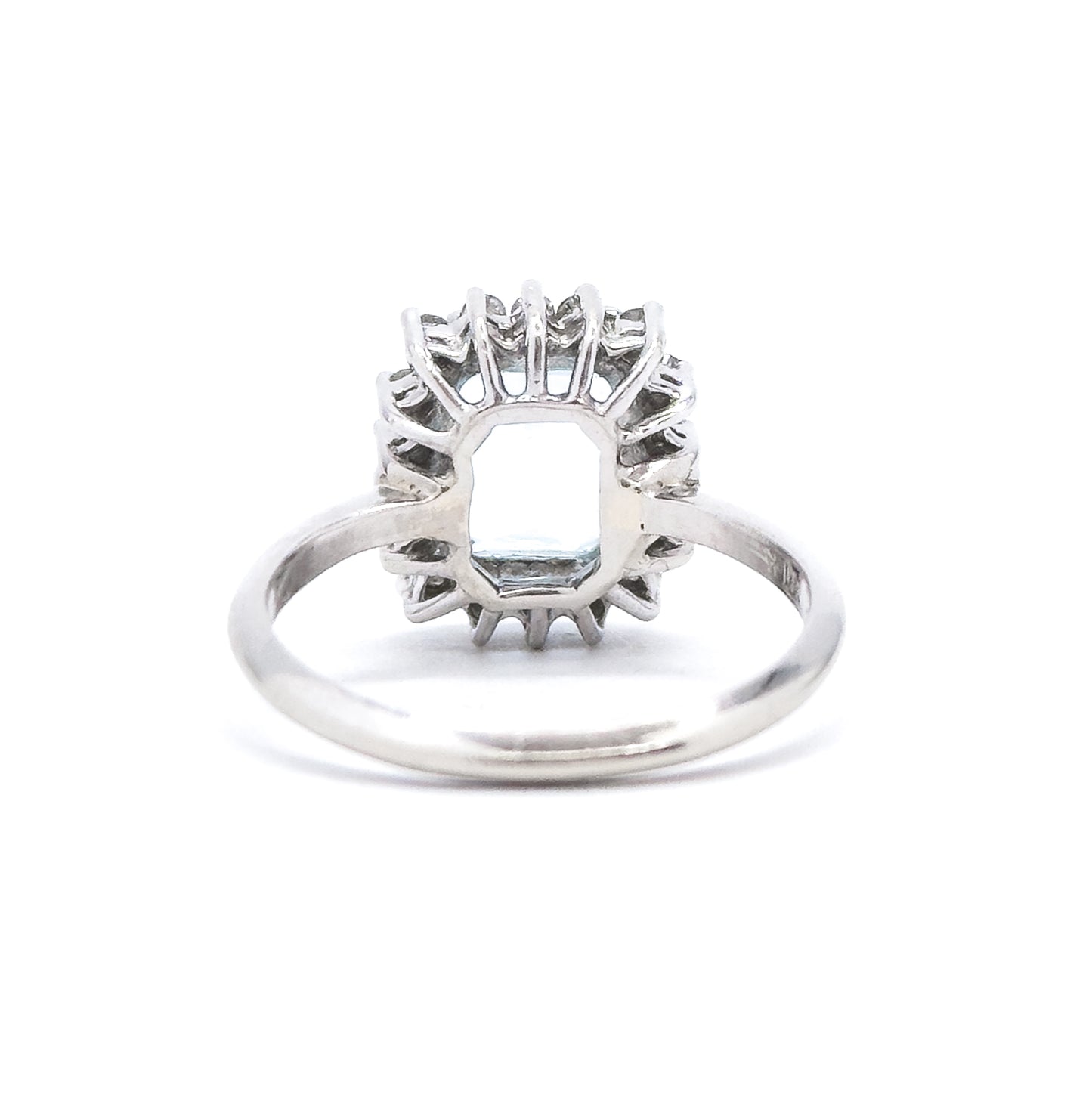 Vintage Blue Topaz & Diamond Halo Ring in 14K White Gold