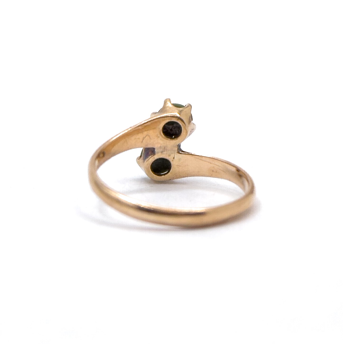 Petite Moi et Toi Turquoise Cabochon Ring in 14K Gold