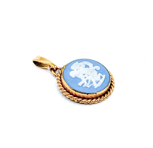 Vintage Wedgwood Cupid Charm with Gold Plate