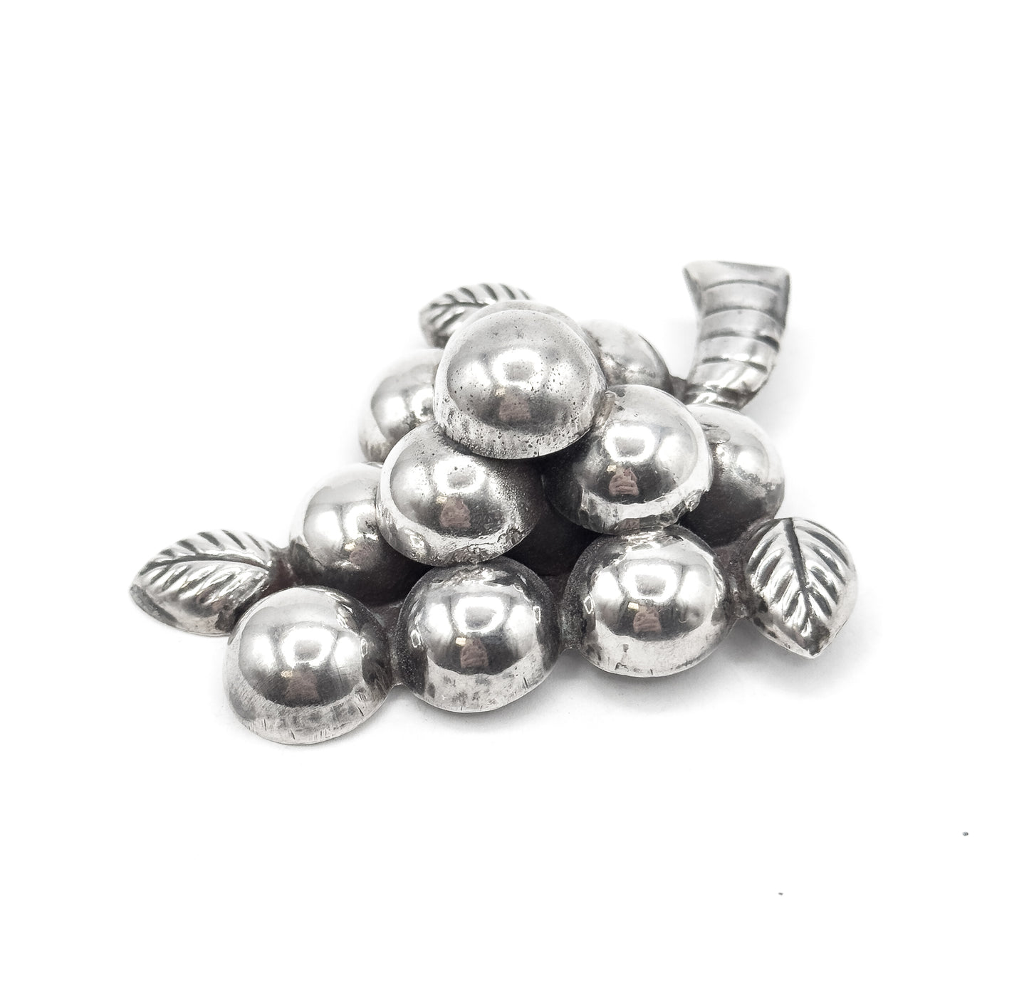 Jumbo Mid-Century Mexican Grape Brooch in Silver