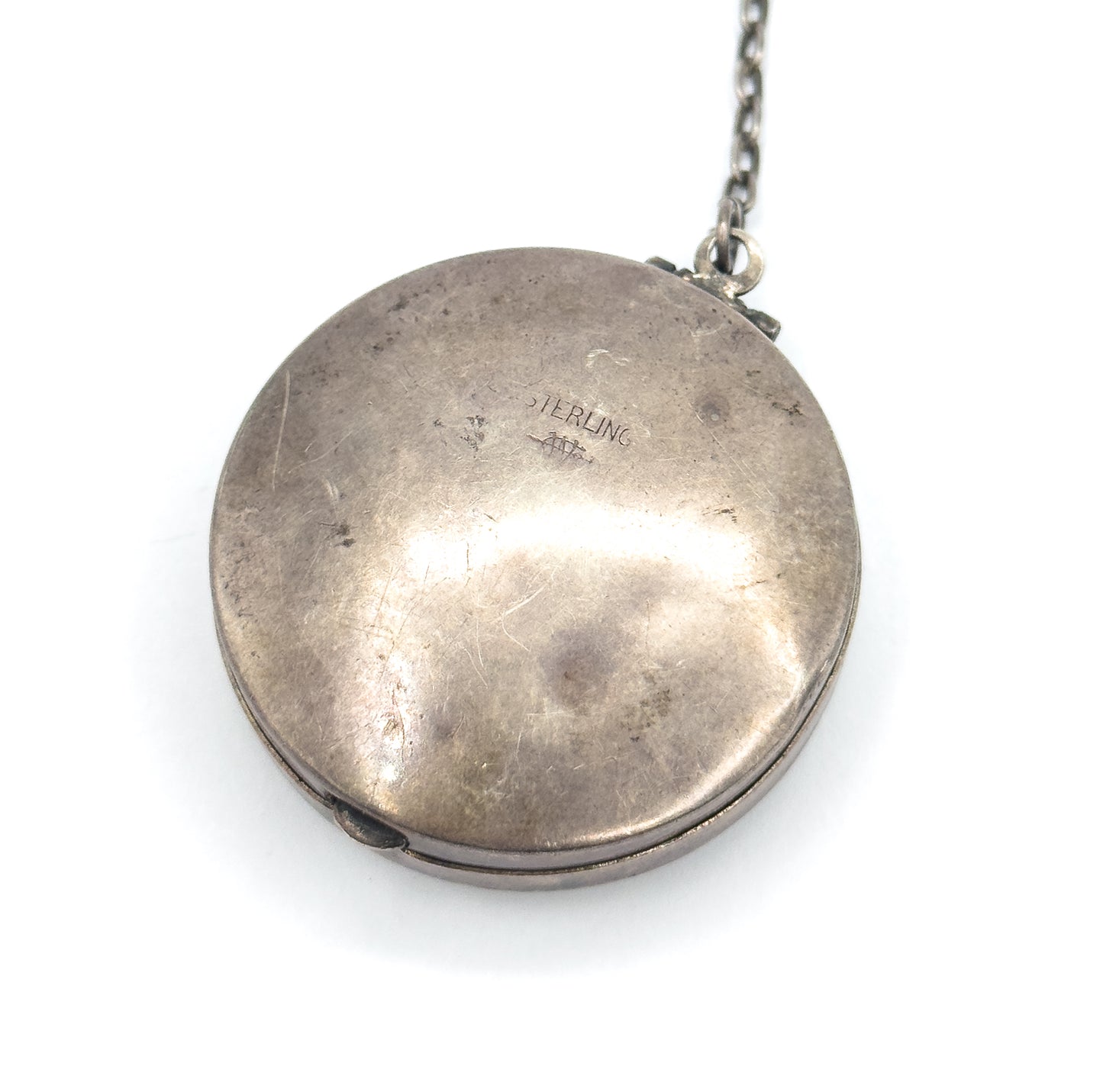 Edwardian Guilloche Enamel Compact in Sterling Silver