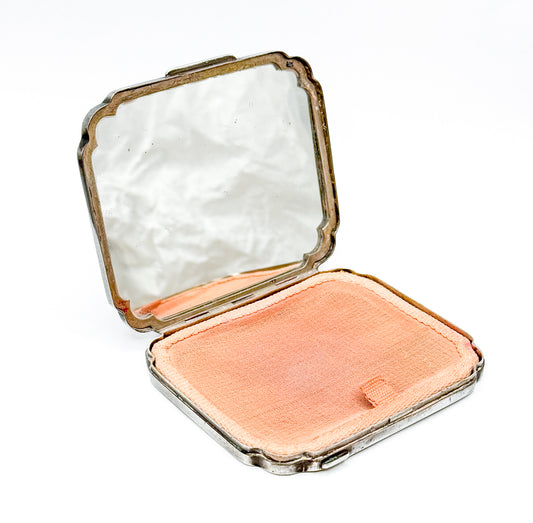 Vintage Hand Engraved Mirror Compact in 800 Silver