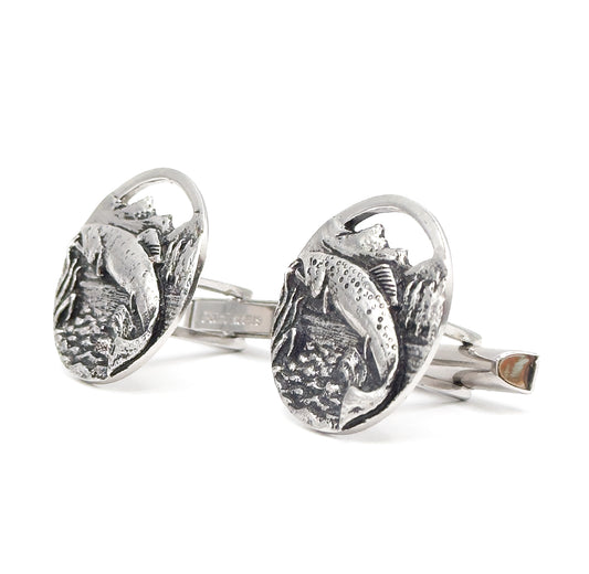 Vintage Silvertone Fish Cufflinkes