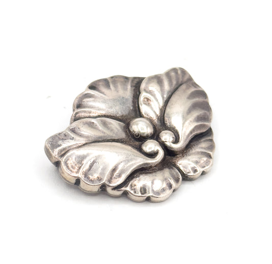 1940s Georg Jensen Floral Brooch in Sterling Silver