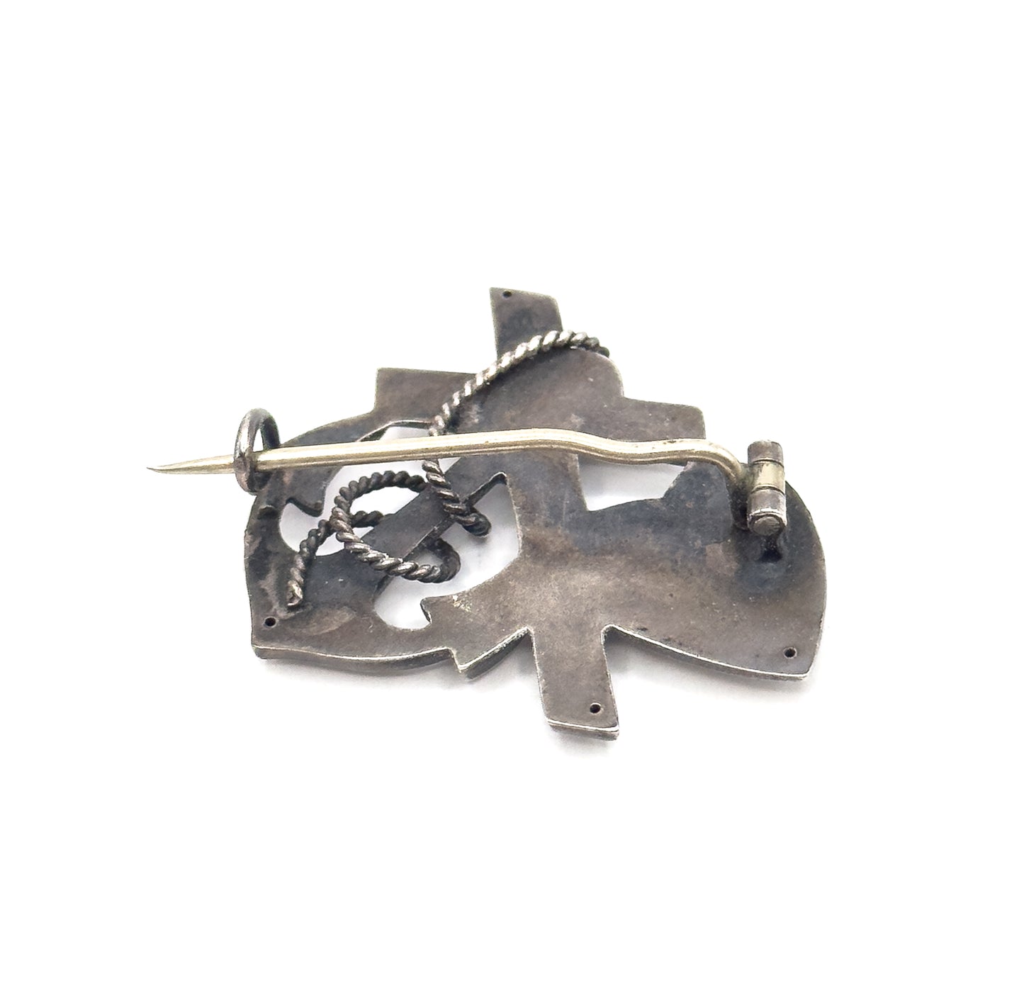 Victorian Faith Love Hope Brooch in Silver
