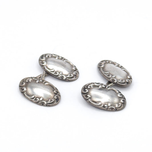 Art Nouveau Repoussé Cufflinks in Silver
