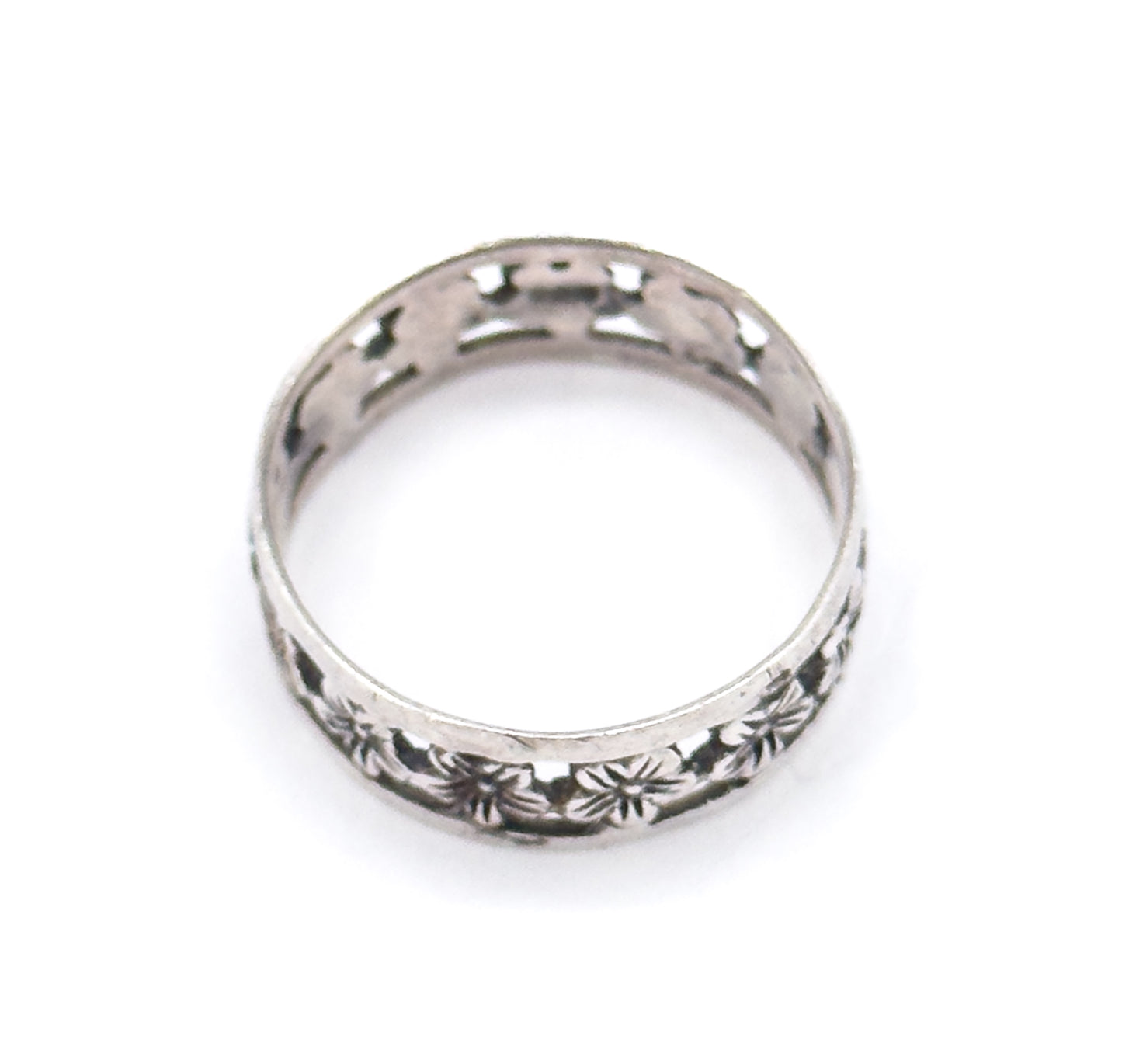 Vintage Forget Me Not Eternity Band in Sterling Silver