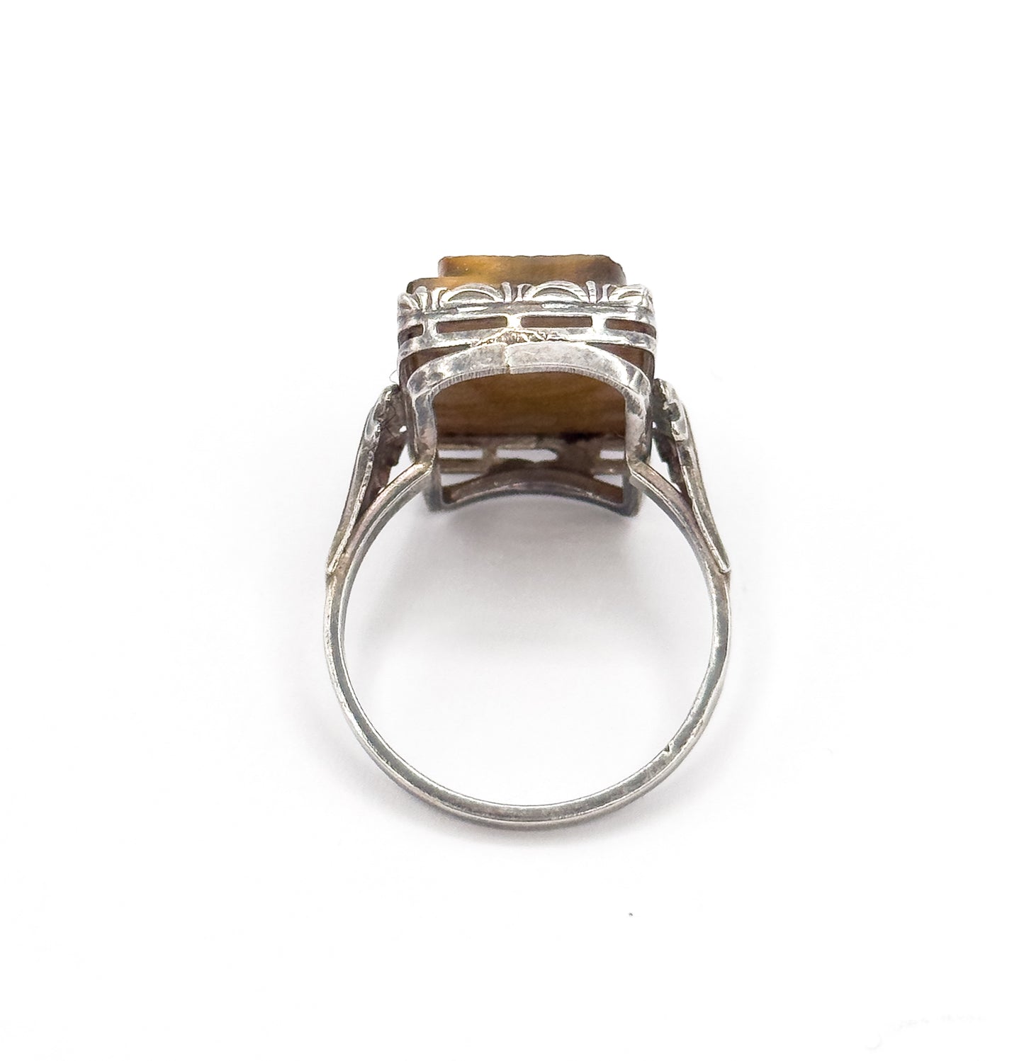 Vintage Tiger-Eye Cameo Ring in 830 Silver