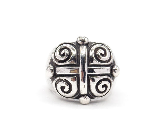 90s Vintage Swirl Chunky Ring in Silver