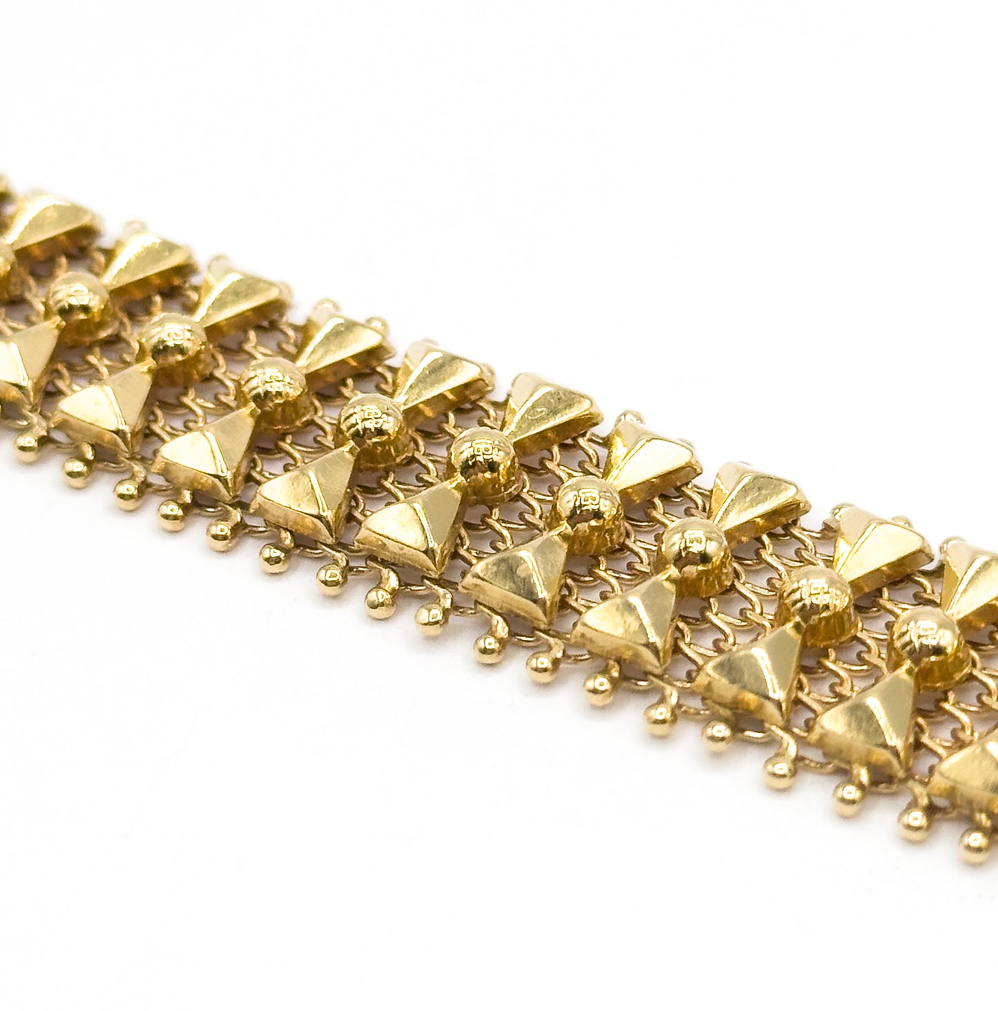 Mid-Century Geometric Bow Tie Link Bracelet in Yellow Gold