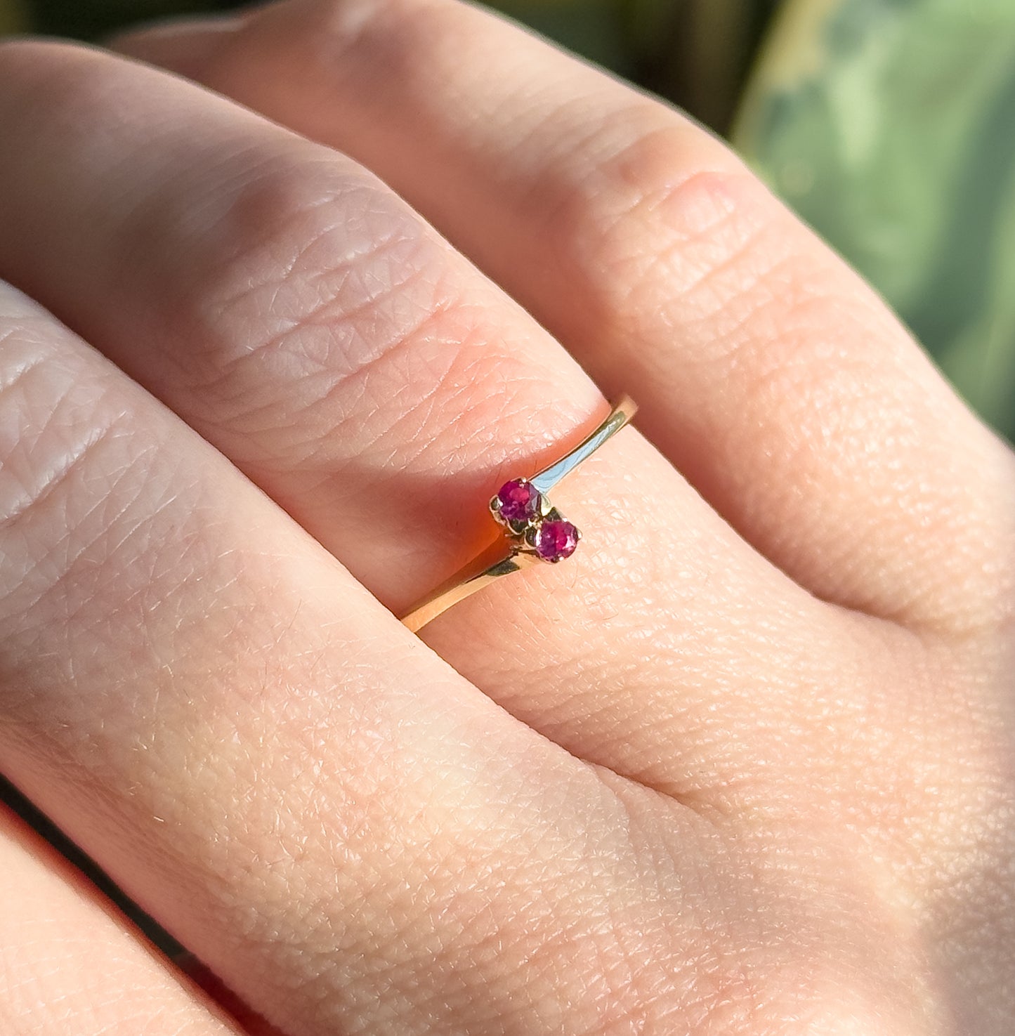 Vintage Toi et Moi Ring with Pink Sapphires in 10K Gold