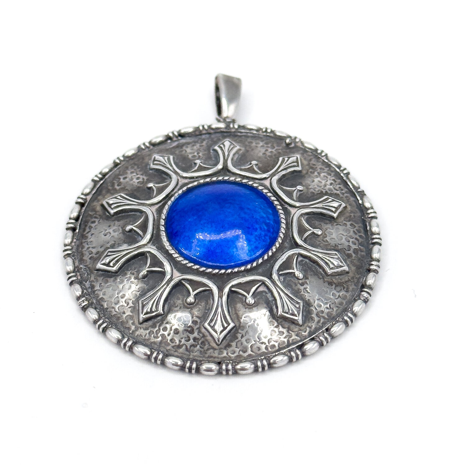 Arts & Crafts Charles Horner Blue Enamel Pendant in Silver