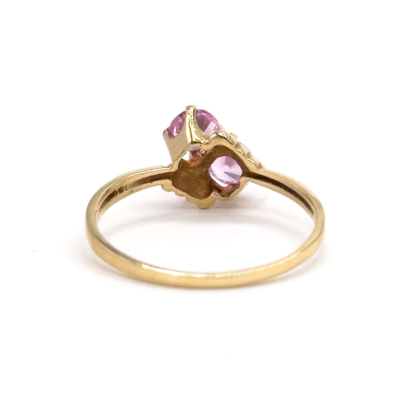 Late 20th Century Pink Sapphire Toi Et Moi Ring in 10K Gold