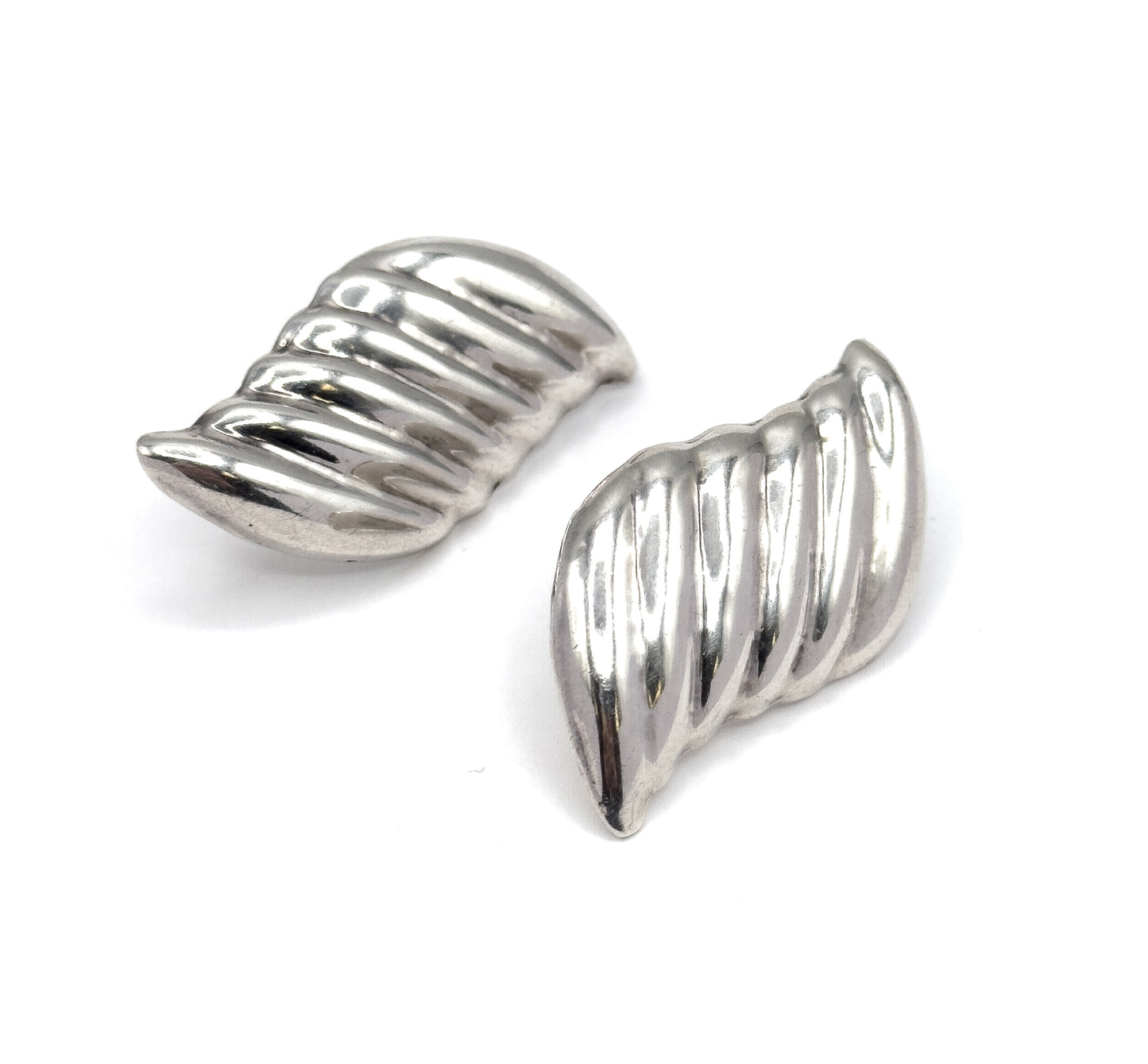 Vintage Jumbo Puffy Wave Earrings in Silver