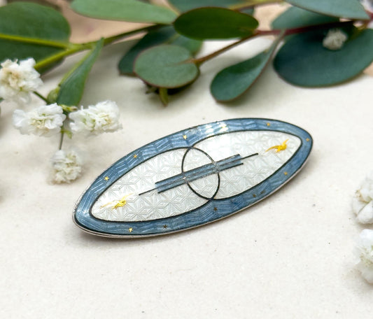 Vintage Watson Cloissone Enamel Brooch in Sterling Silver midcentury enamel brooch