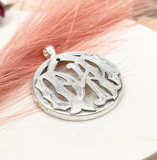 Silver Victorian monogram Cipher pendant in Silver