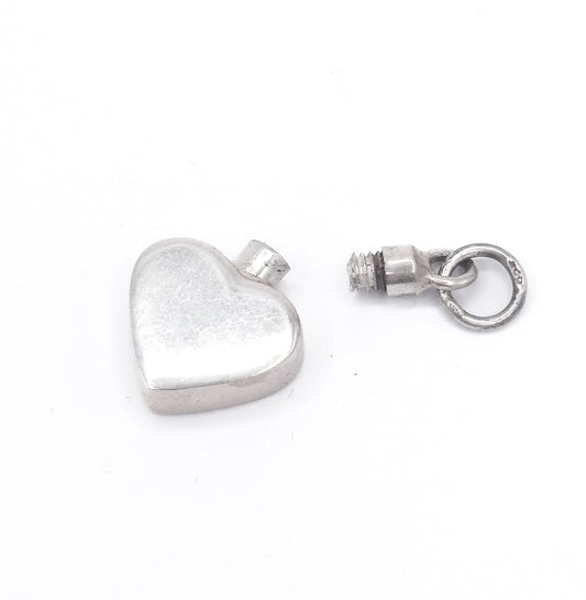 Vintage Love Potion Perfume Bottle Heart Charm in Silver