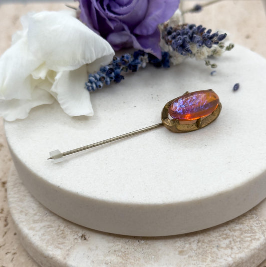 Vintage Dragons Breath Glass Cabochon Stick Pin Art Glass Pin