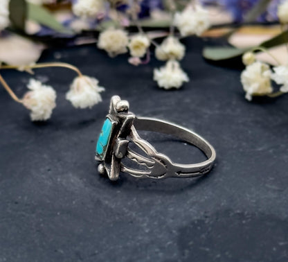 Vintage Native Turquoise and Silver Ring Turquoise Pinky Ring