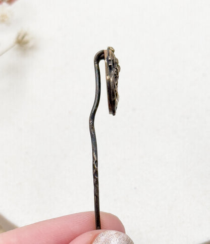 Antique Art Nouveau French Dragon Stick Pin, Silver with Gold wash